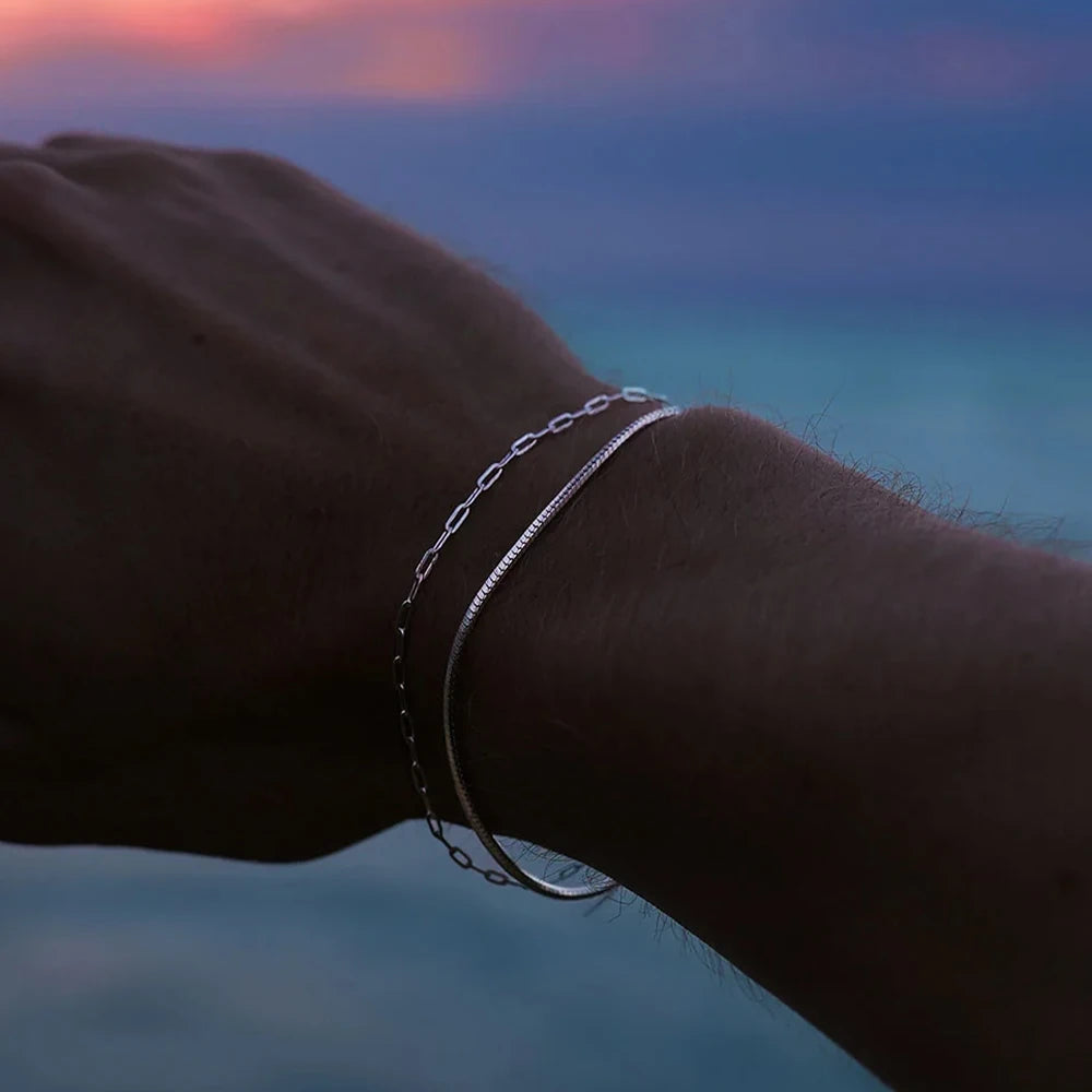 Elandis 2mm corrente de clipe de papel de aço inoxidável banhado a ouro pulseira masculina acessórios simples presentes de festa de natal marketing direto