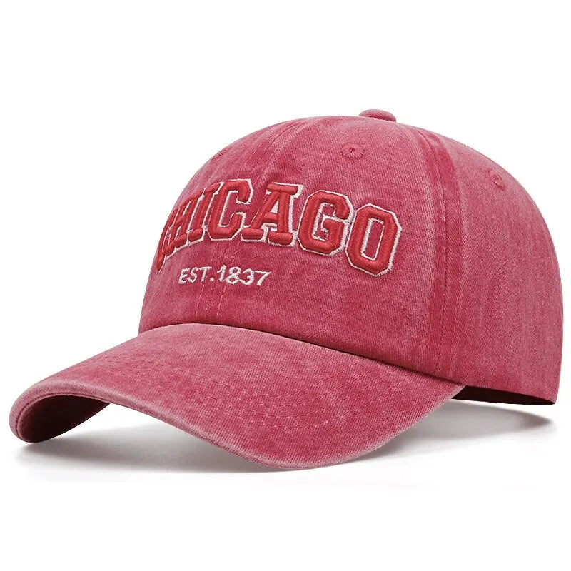 CHICAGO-Boné de beisebol unissex, chapéu snapback de algodão, bonés de camionista hip hop para homens e mulheres, novo, primavera e verão