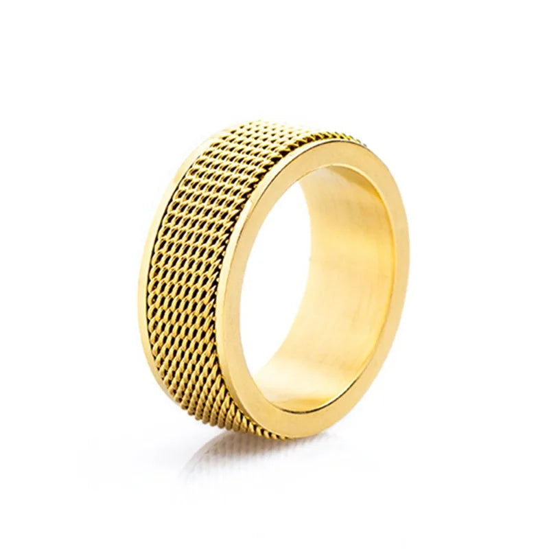 Anéis giratórios de aço inoxidável para mulheres e homens, corrente de malha rotativa elegante, anti stress, aliviar a ansiedade, presente da jóia, 8mm