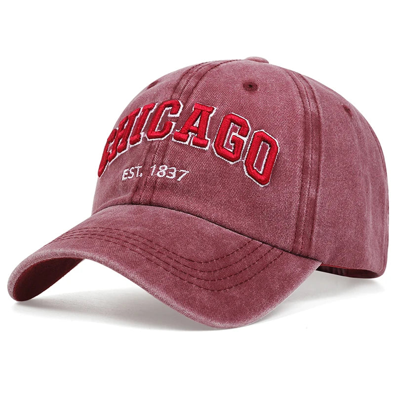 CHICAGO-Boné de beisebol unissex, chapéu snapback de algodão, bonés de camionista hip hop para homens e mulheres, novo, primavera e verão