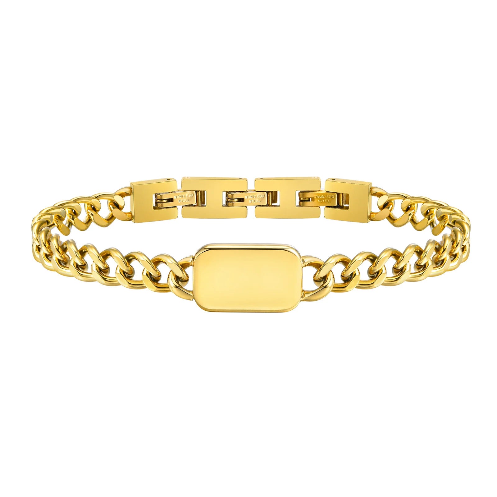 Vnox-Pulseiras Cubanas para Homens e Mulheres, Letra A-Z Aço Inoxidável Pulseira Personalizada, Aniversário e Jóias De Casamento, Presente BFF
