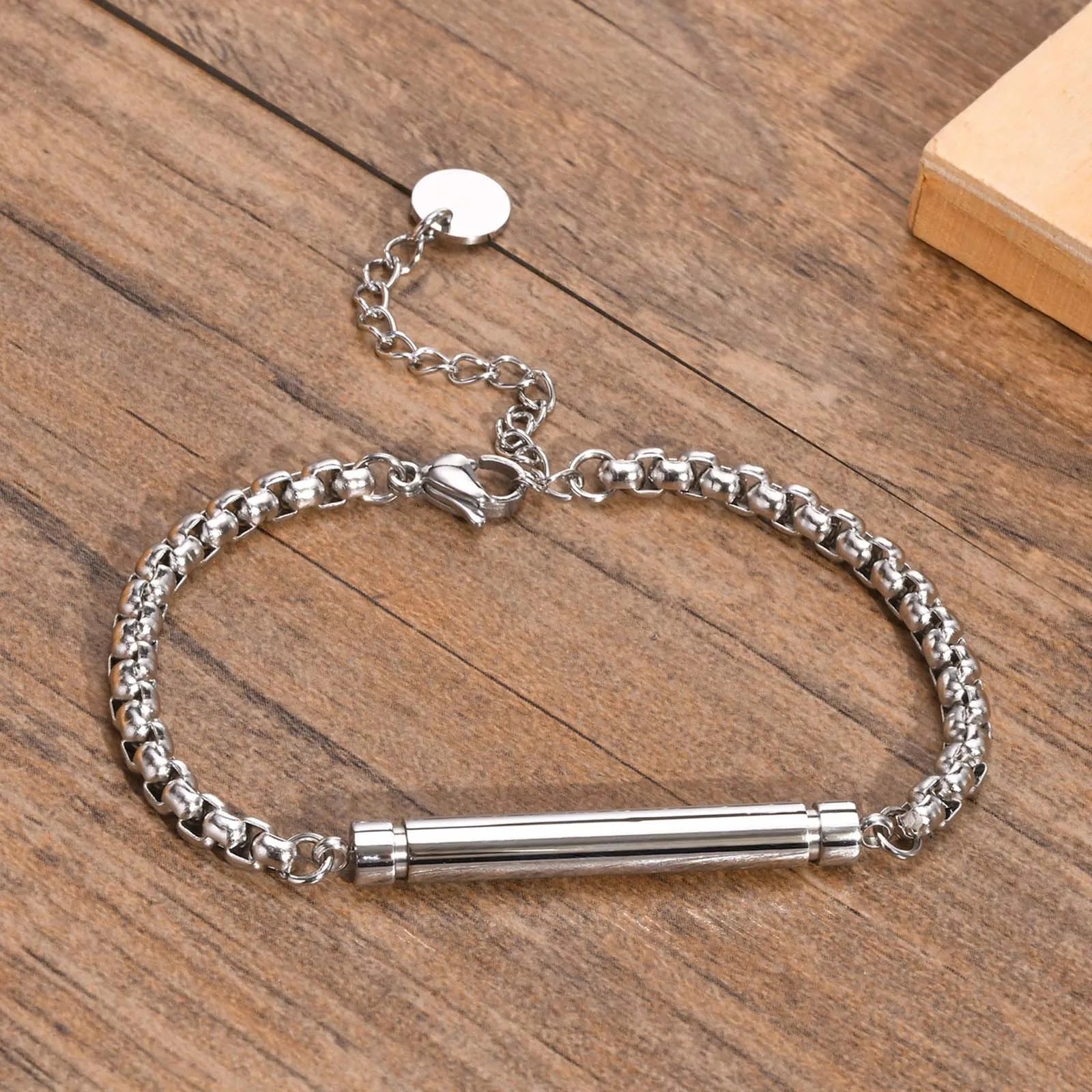 Pulseira de urna de cremação vnox para homens mulheres, tubo de aço inoxidável que pode ser aberto, pulseira memorial de titular de cinzas