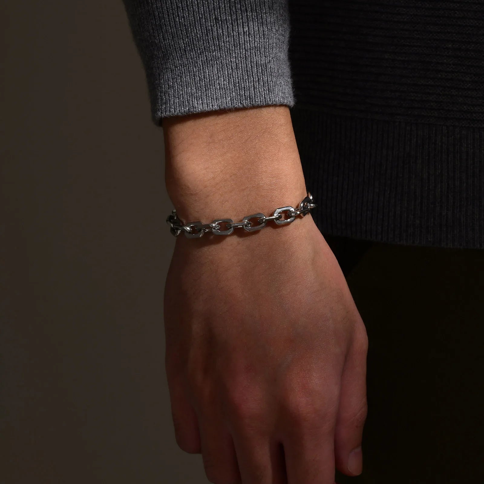 Vnox novo estilo 6.5mm belcher chain pulseiras para homem, aço inoxidável quadrado geométrico links pulseira presente, pulseira masculina