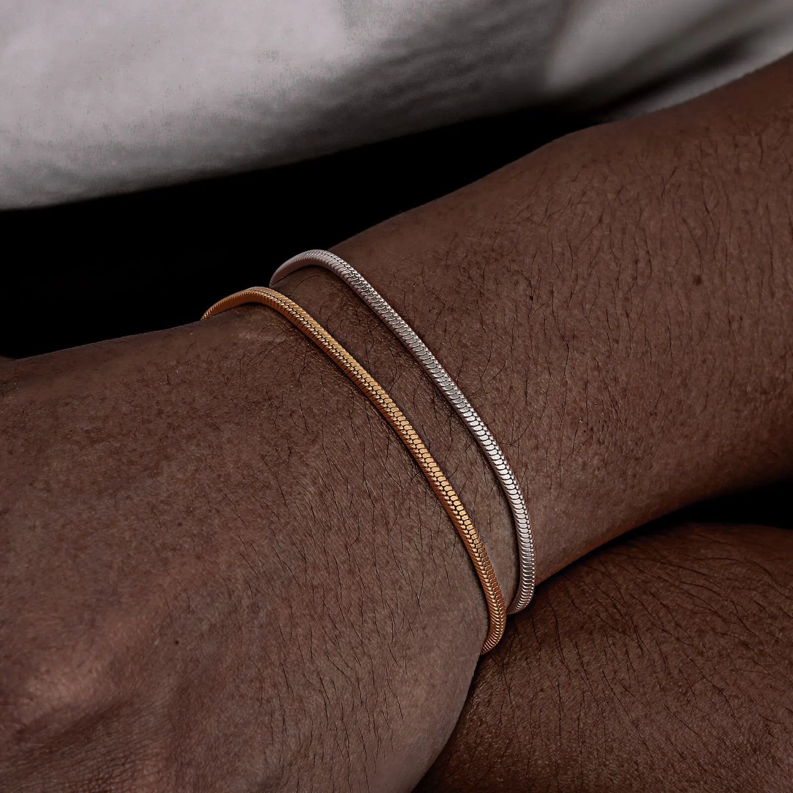 Vnox-Simples Ajustável Cobra Pulseiras em Corrente para Homens, Caixa de Aço Inoxidável Ligação Pulseira, Minimalista Pulseira de Metal, Presente