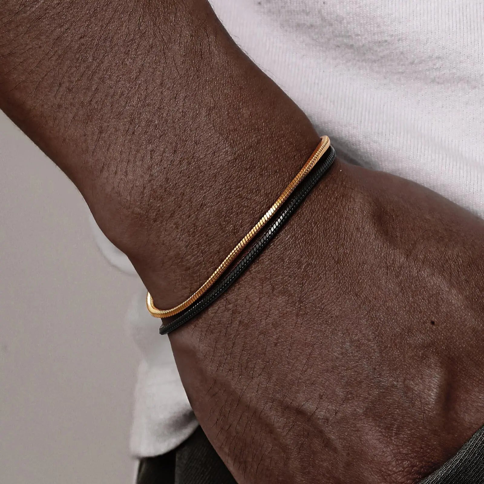 Vnox-Simples Ajustável Cobra Pulseiras em Corrente para Homens, Caixa de Aço Inoxidável Ligação Pulseira, Minimalista Pulseira de Metal, Presente
