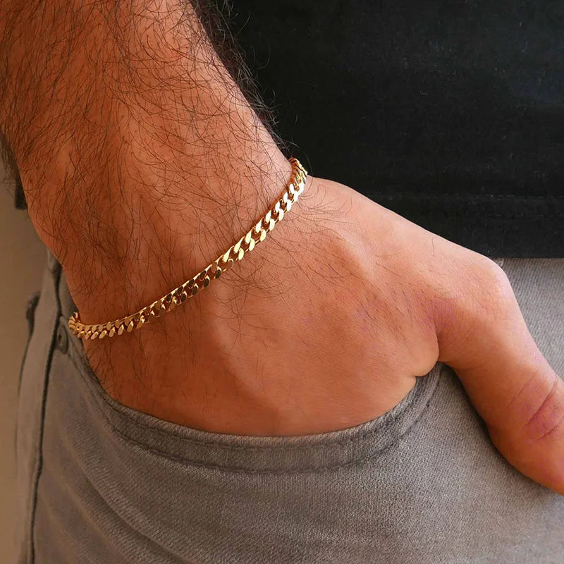 Vnox-pulseira de aço inoxidável cubano para homens, pulseira Miami Chunky, punk clássico pesado, 3-11mm, atacado