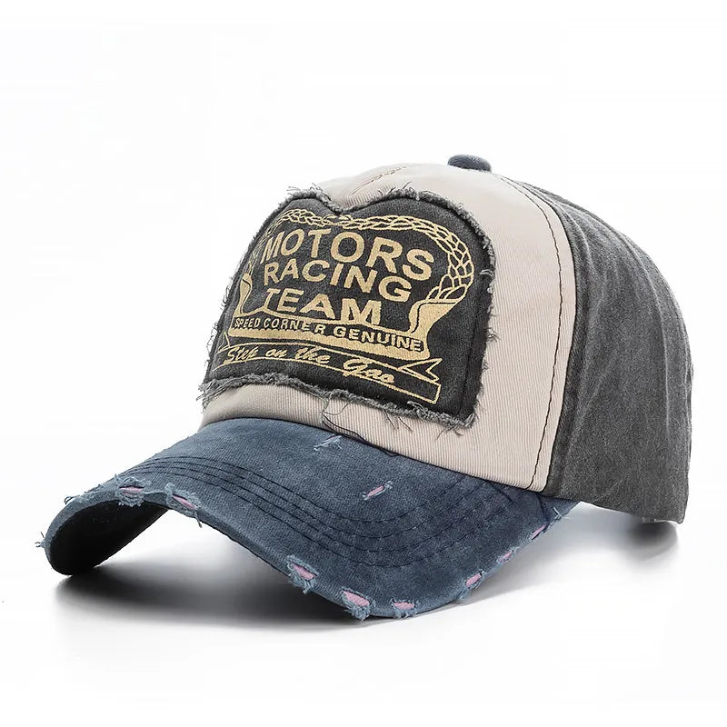 Boné de beisebol de algodão lavado para homens e mulheres, chapéu Snapback Motor, Hip Hop Dad Hats, osso multicolor moendo, alta qualidade, 2022