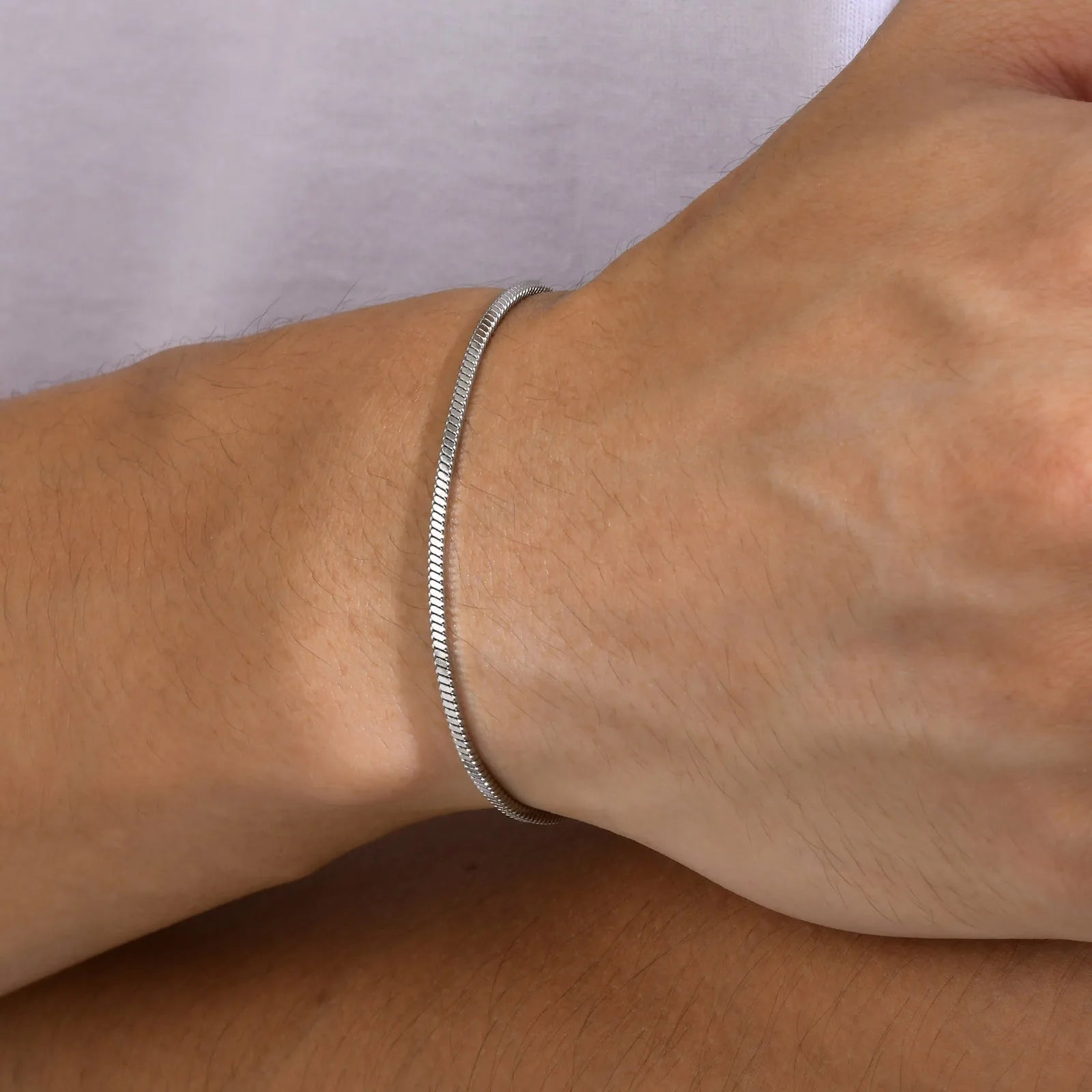 Vnox-Quadrado Cobra Pulseiras Cadeia para Homens, Pulseira de Aço Inoxidável Legal, Pulseira Casual Básica
