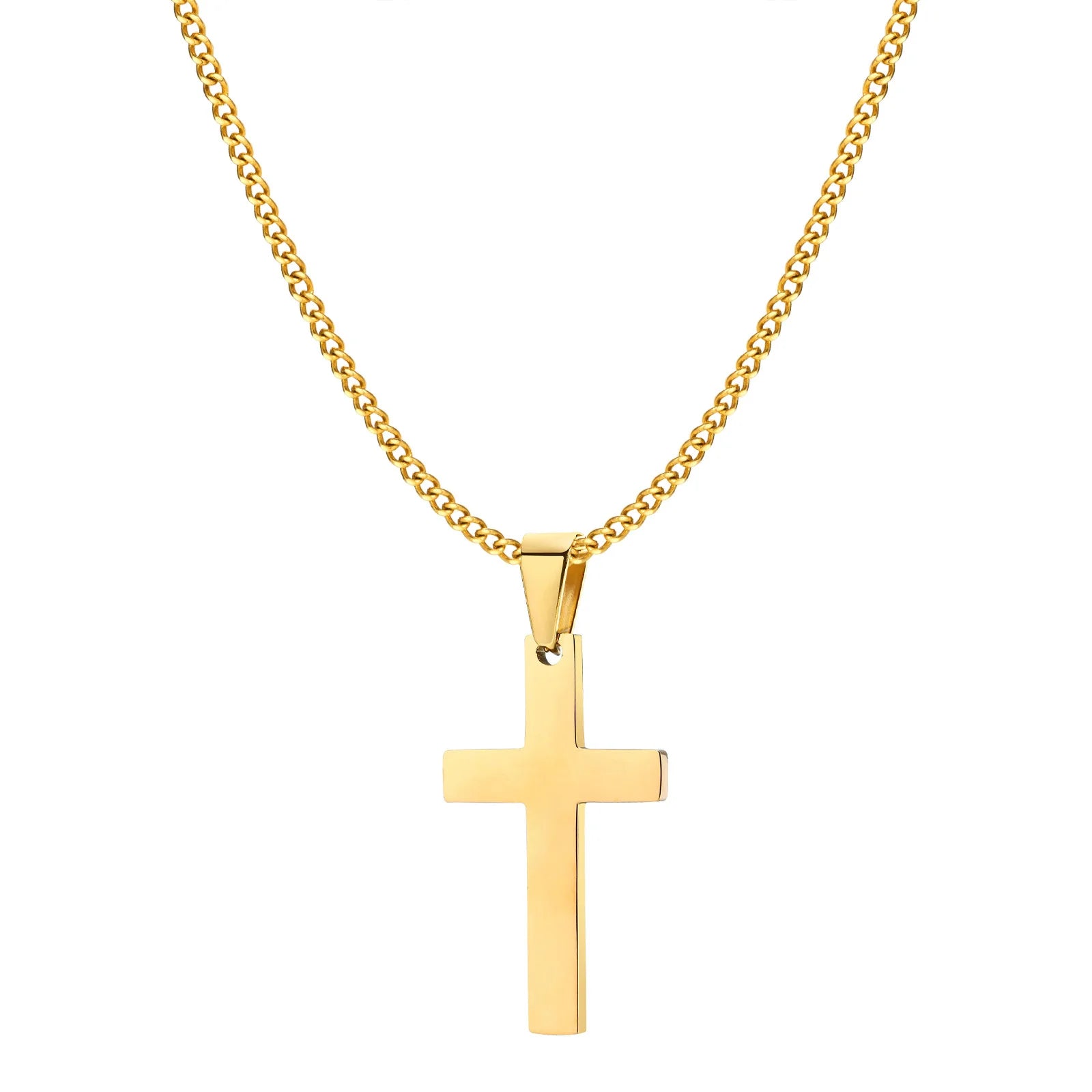 Vnox em camadas de aço inoxidável cruz pingente colar para homens mulheres, jóias minimalistas simples cruz cristo fé colares presente