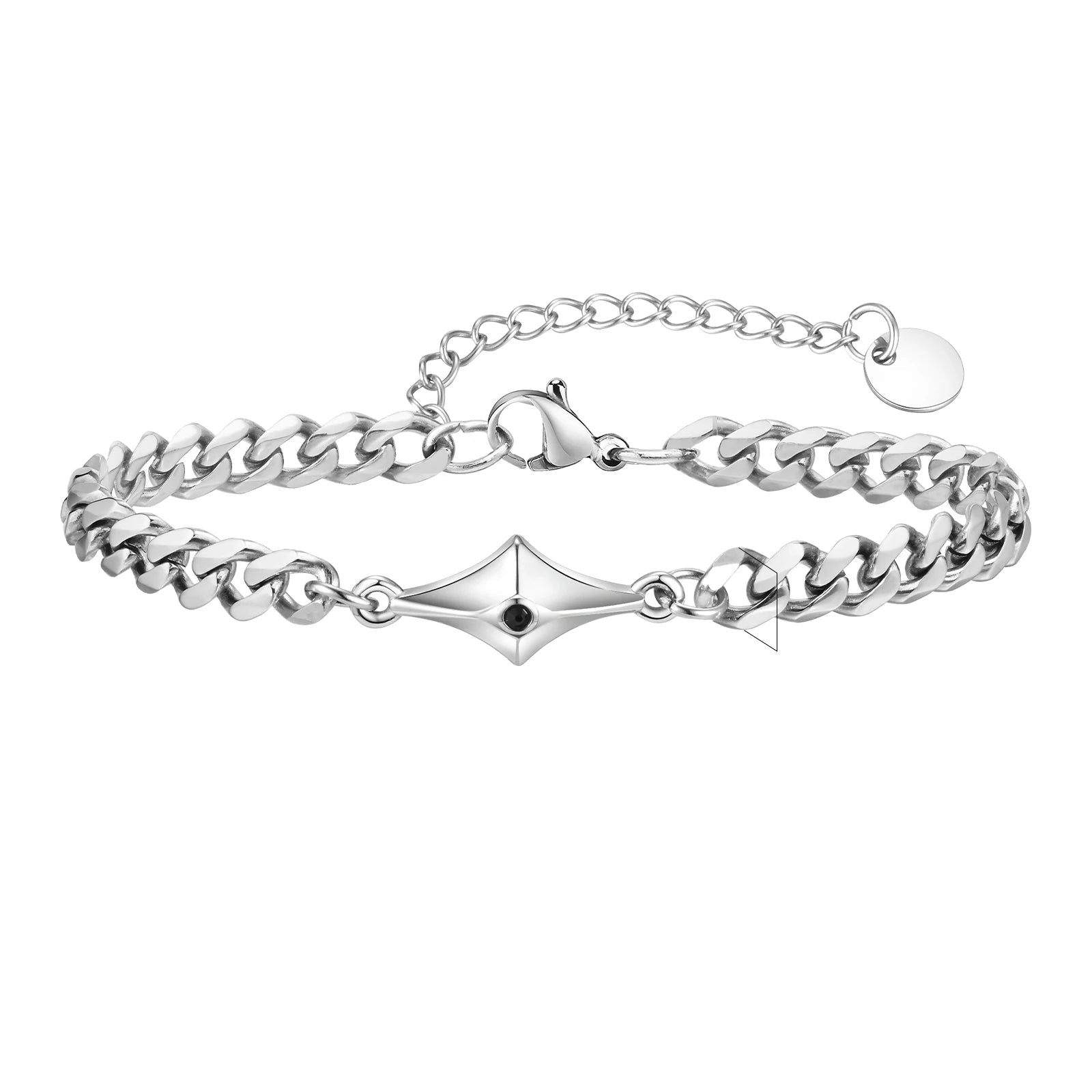 Pulseiras Hiphop Star para homens meninos, pulseira de corrente cubana de aço inoxidável, presentes de joias casuais chiques