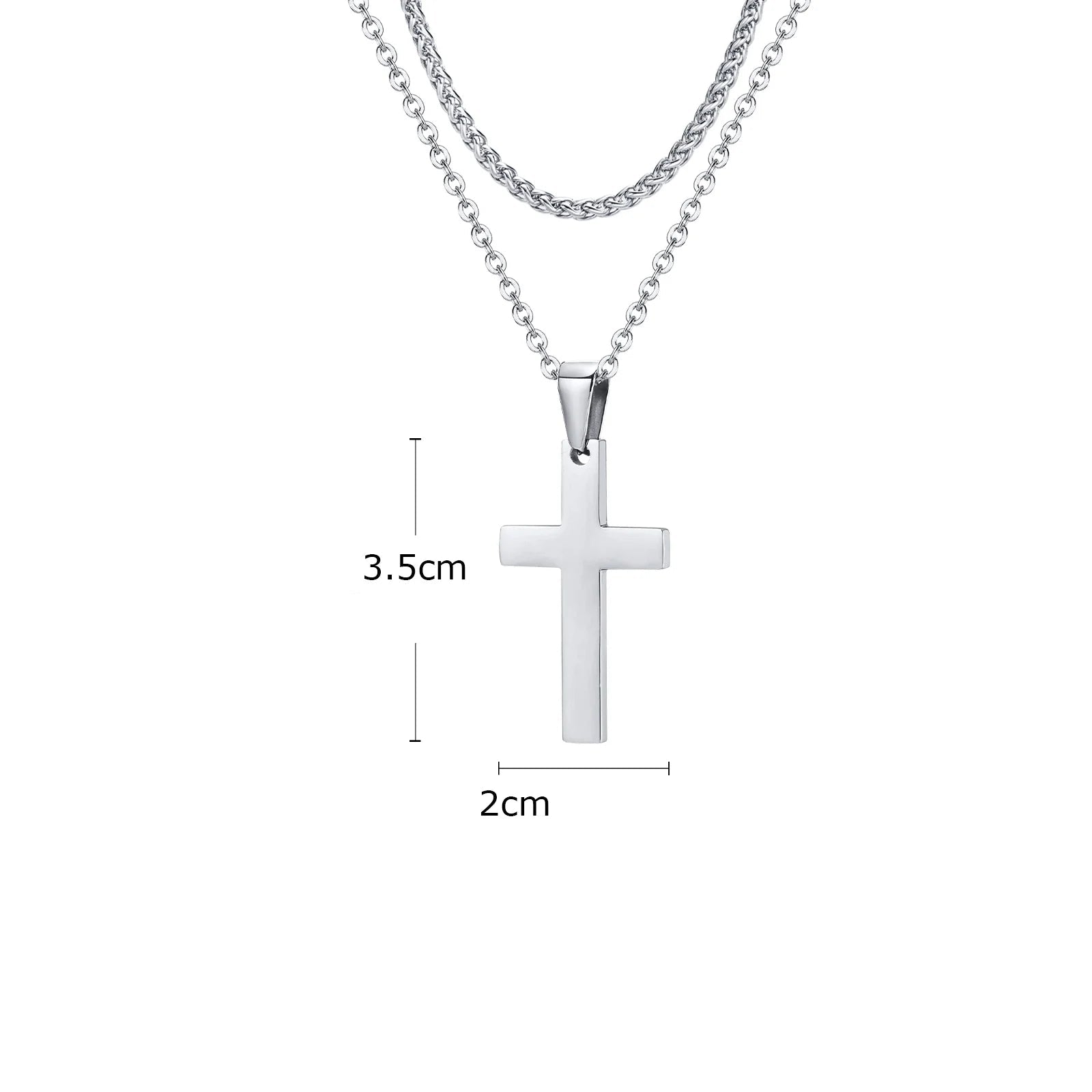 Vnox em camadas de aço inoxidável cruz pingente colar para homens mulheres, jóias minimalistas simples cruz cristo fé colares presente