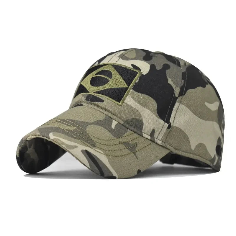 Boné de beisebol masculino camuflado para esportes ao ar livre, médio e jovem, chapéu casual de proteção solar, chapéu brasileiro