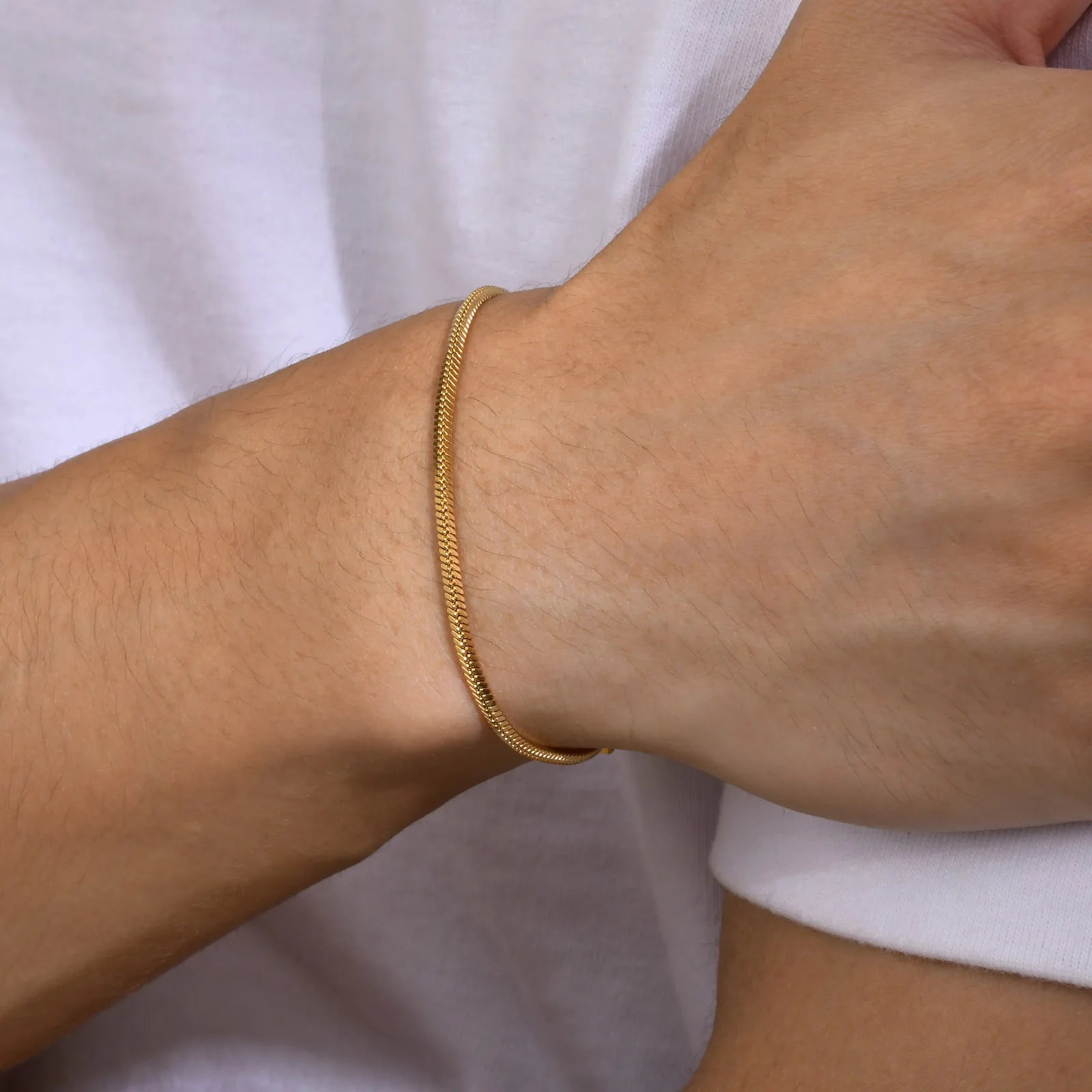 Vnox-Quadrado Cobra Pulseiras Cadeia para Homens, Pulseira de Aço Inoxidável Legal, Pulseira Casual Básica, 
