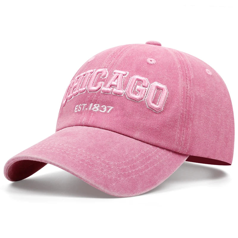CHICAGO-Boné de beisebol unissex, chapéu snapback de algodão, bonés de camionista hip hop para homens e mulheres, novo, primavera e verão