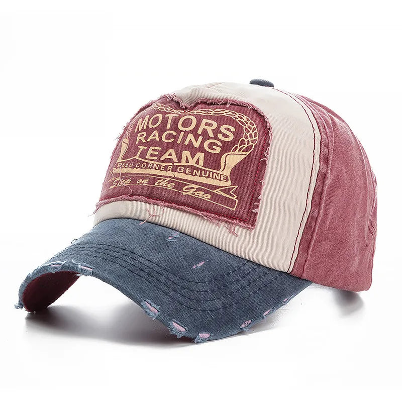 Boné de beisebol de algodão lavado para homens e mulheres, chapéu Snapback Motor, Hip Hop Dad Hats, osso multicolor moendo, alta qualidade, 2022