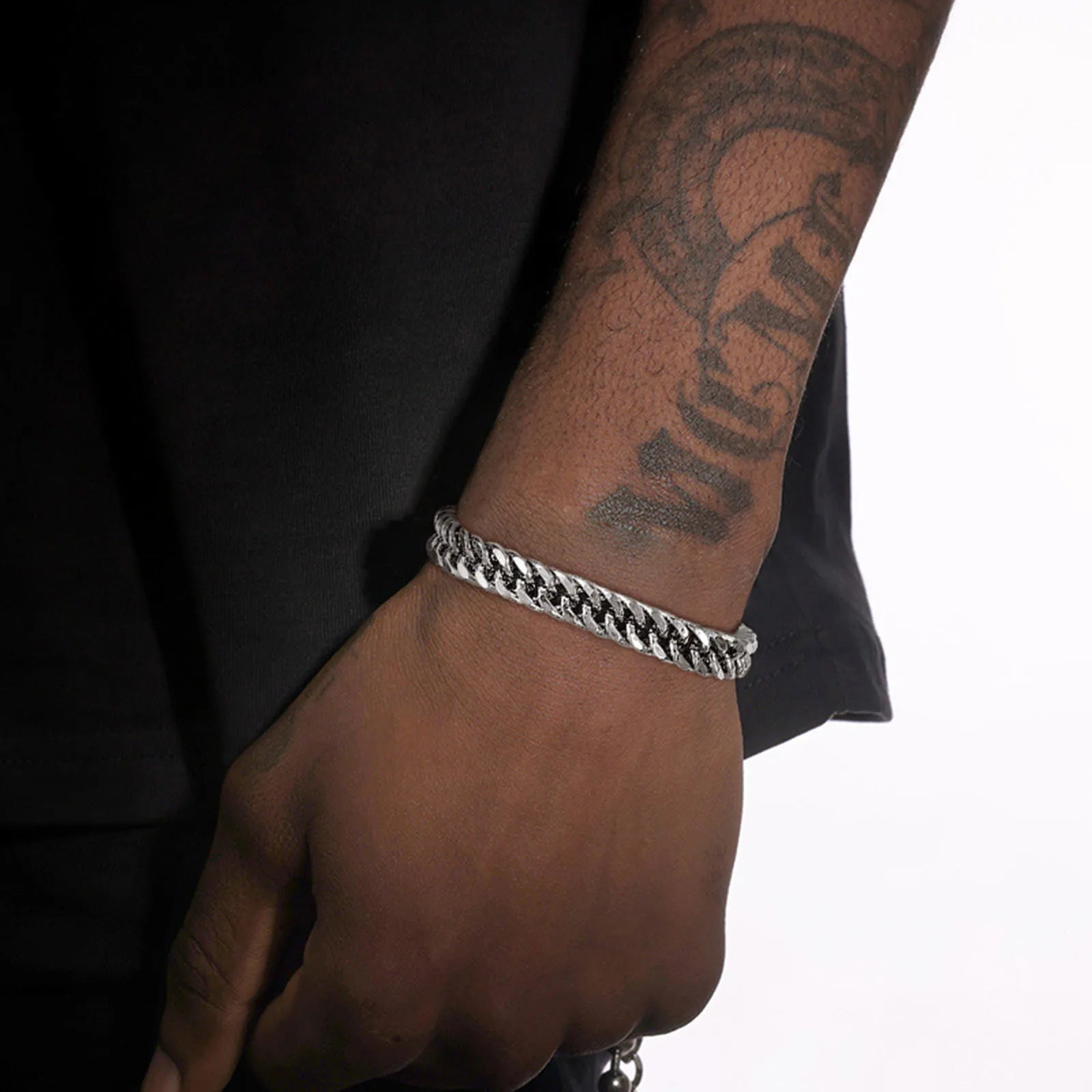Vnox-Corrente de Aço Inoxidável Masculina, Pulseiras Miami Cubanas, Presentes Meninos, Jóias, Comprimento 8mm, 19cm, 21,5 cm