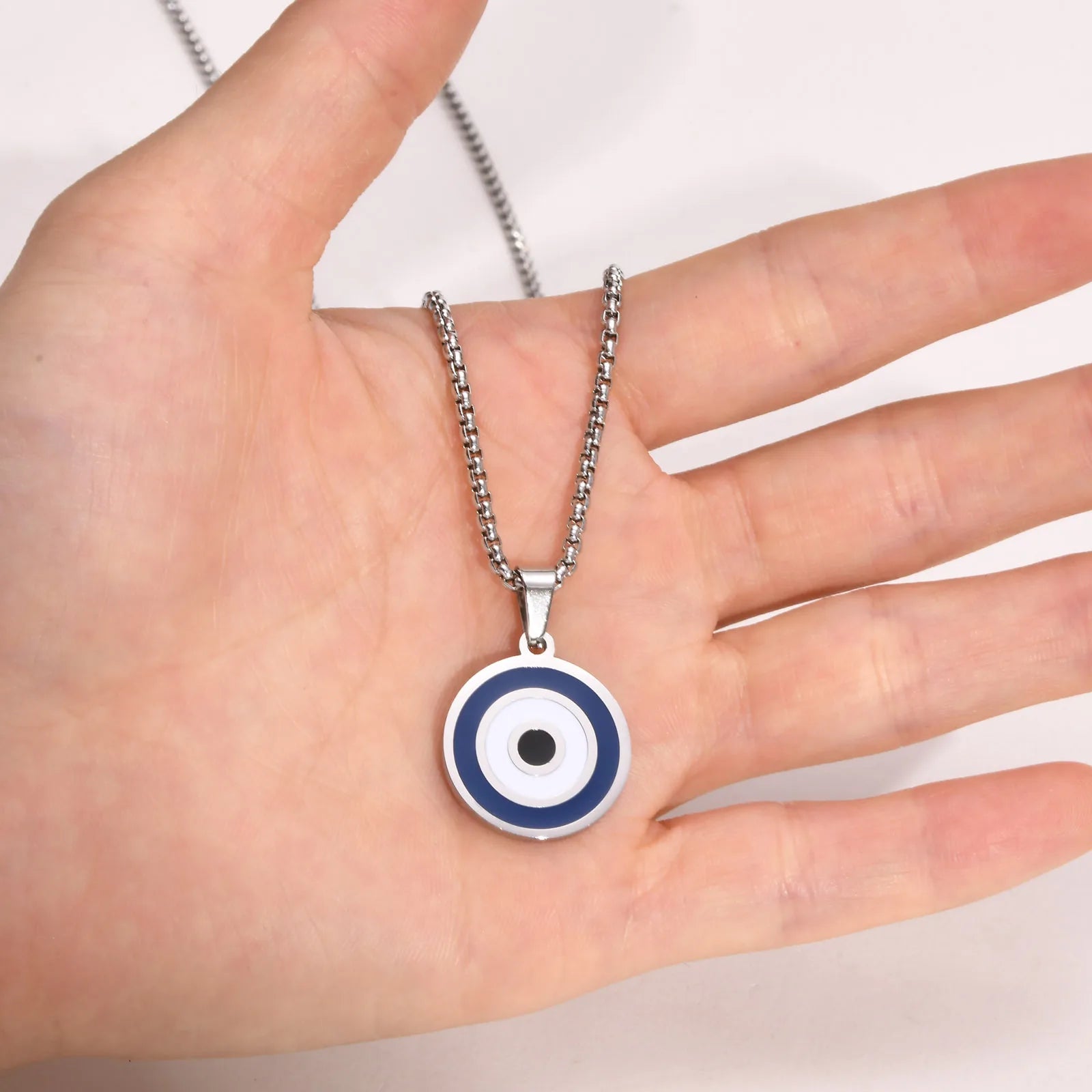 Vnox turco sorte dupla camada mau olhos pingente colar para homem, empilhados colar de olho azul conjunto jóias presente
