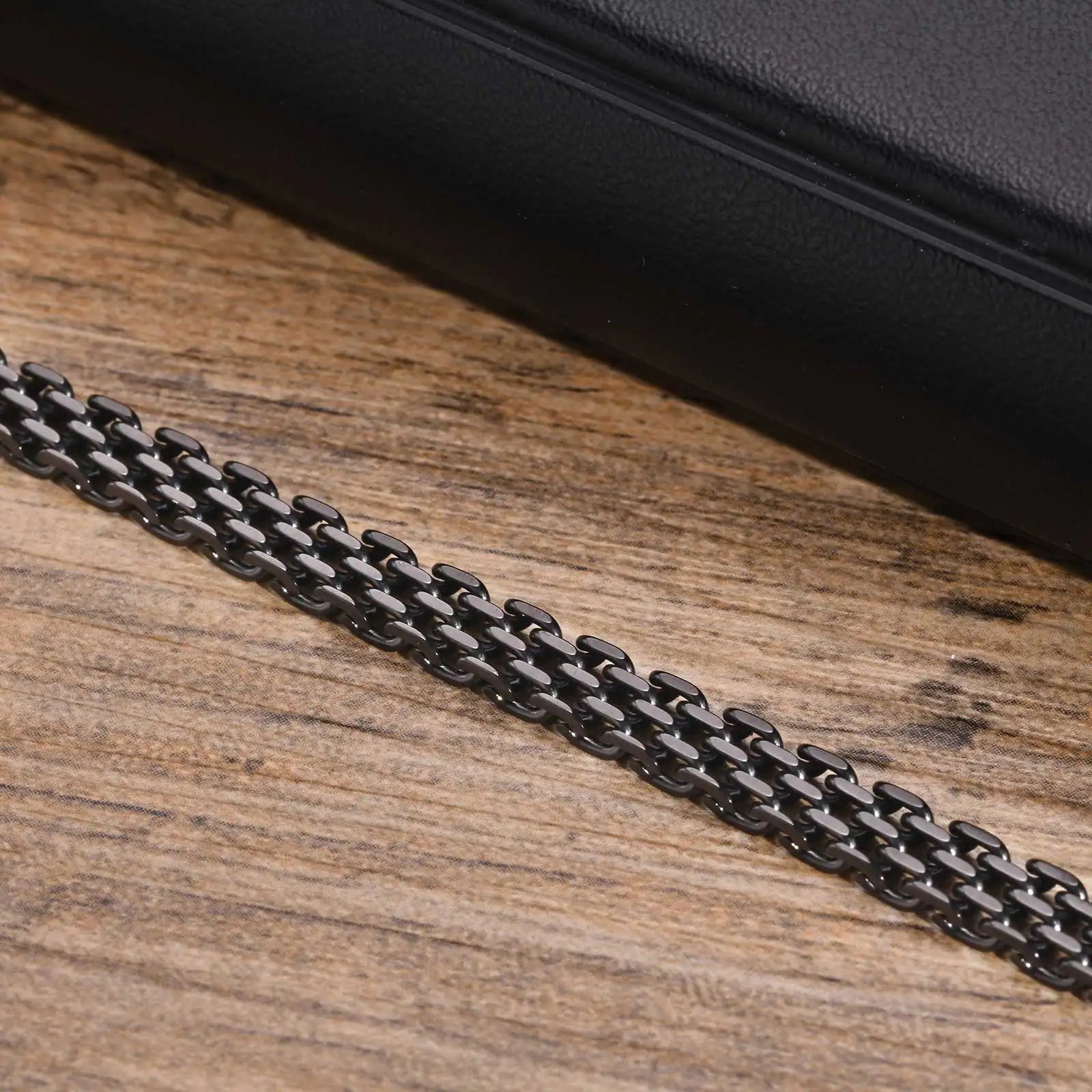 Vnox-Leves pulseiras cadeia para homens e mulheres, malha links cadeia pulseira, delicadas jóias simples, preto e cor do ouro, unisex, 6mm