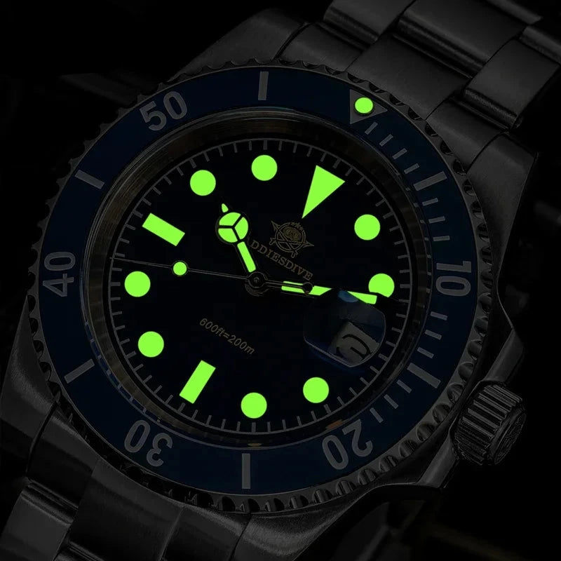ADDIESDIVE-Relógio De Quartzo De Luxo Com Display E Calendário, Relógios De Moda, Aço Inoxidável, 20Bar Dive, Super Luminoso, AD2054, 41mm