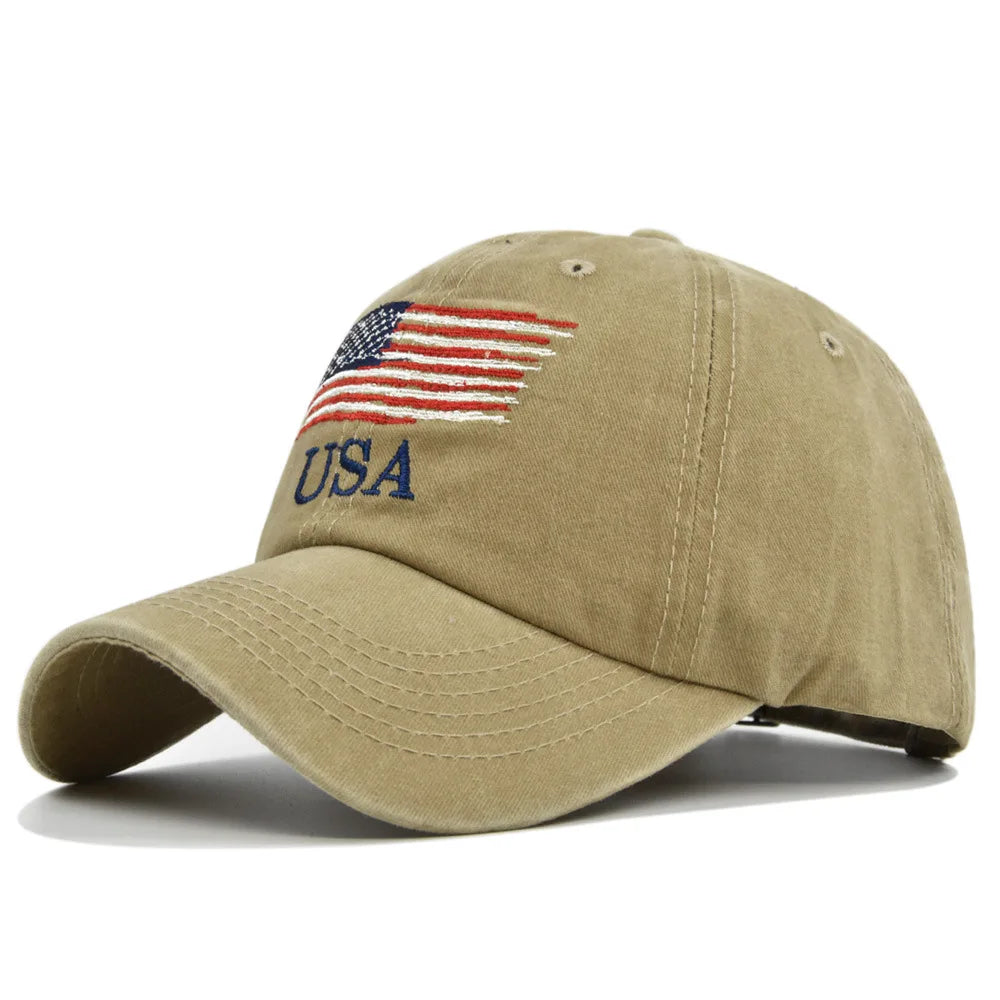 Chapéus de bandeira americana vintage lavado angustiado algodão pai chapéu boné de beisebol ajustável trucke rmen estilo feminino headwear