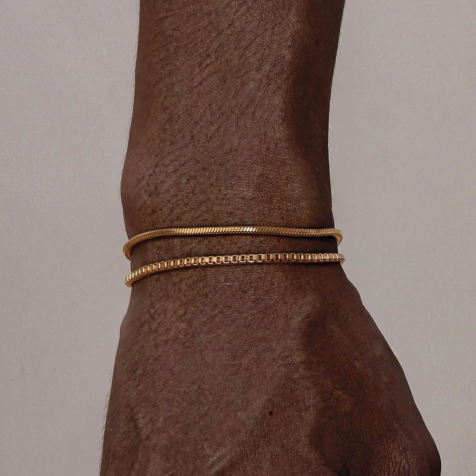 Vnox-Simples Ajustável Cobra Pulseiras em Corrente para Homens, Caixa de Aço Inoxidável Ligação Pulseira, Minimalista Pulseira de Metal, Presente