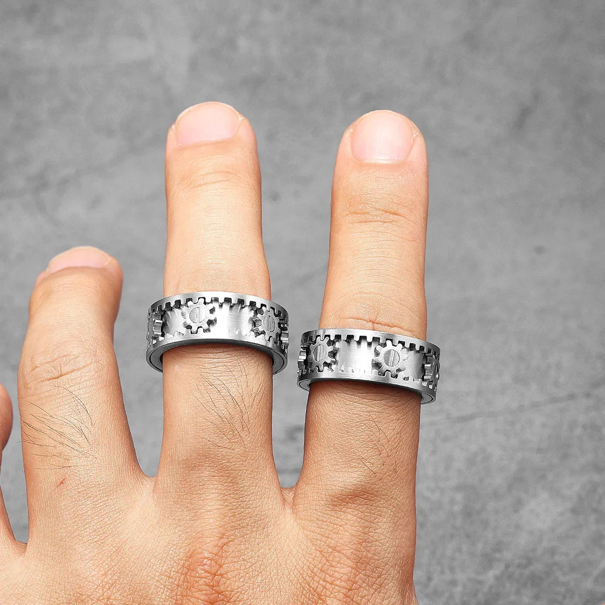 Fidget Spinner Gear Rings para homens e mulheres, aço inoxidável, Punk Jewelry, novo no rock, coisas estranhas, acessórios de moda, presente, atacado