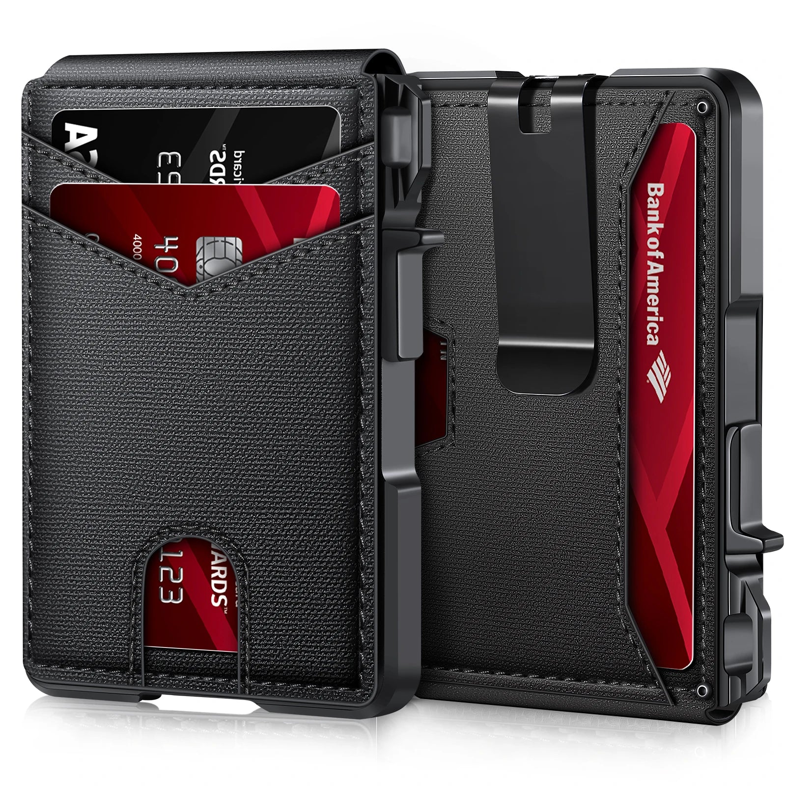 Carteira RFID de alumínio com caixa de presente para homens Carteiras táticas bifold, suporte de cartões de dinheiro minimalista, metal