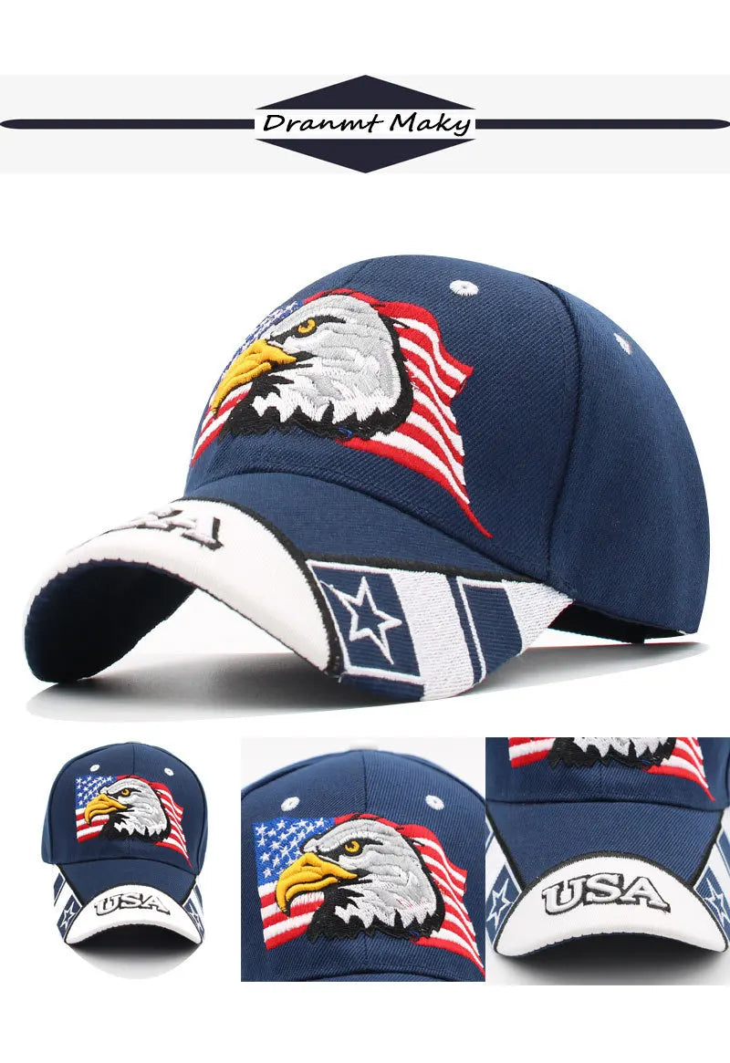 Novo boné de beisebol animal masculino patriótico águia careca e bandeira americana snapback bonés para mulheres eua 3d bordado fazenda caminhoneiro chapéus