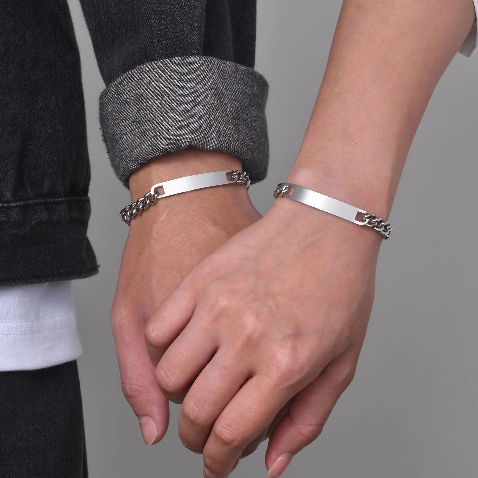 Vnox-Free Pulseiras Casais Personalizadas, Amantes Personalizados, Lembraça Promessa, Presente do Aniversário de Casamento, Jóias para Homens e Mulheres