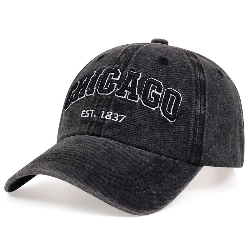 CHICAGO-Boné de beisebol unissex, chapéu snapback de algodão, bonés de camionista hip hop para homens e mulheres, novo, primavera e verão