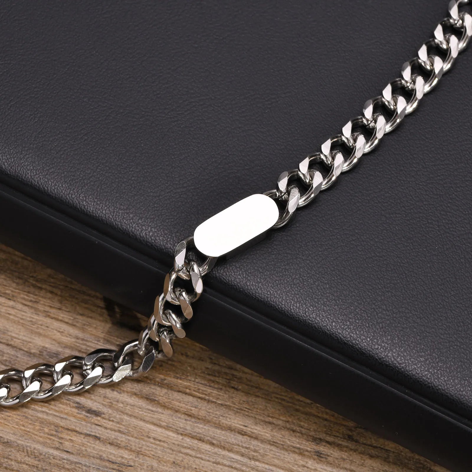 Pulseiras de corrente cubana para homens e mulheres Vnox, pulseira de elos de aço inoxidável de 7,5 mm, joias de personalidade simples ajustáveis