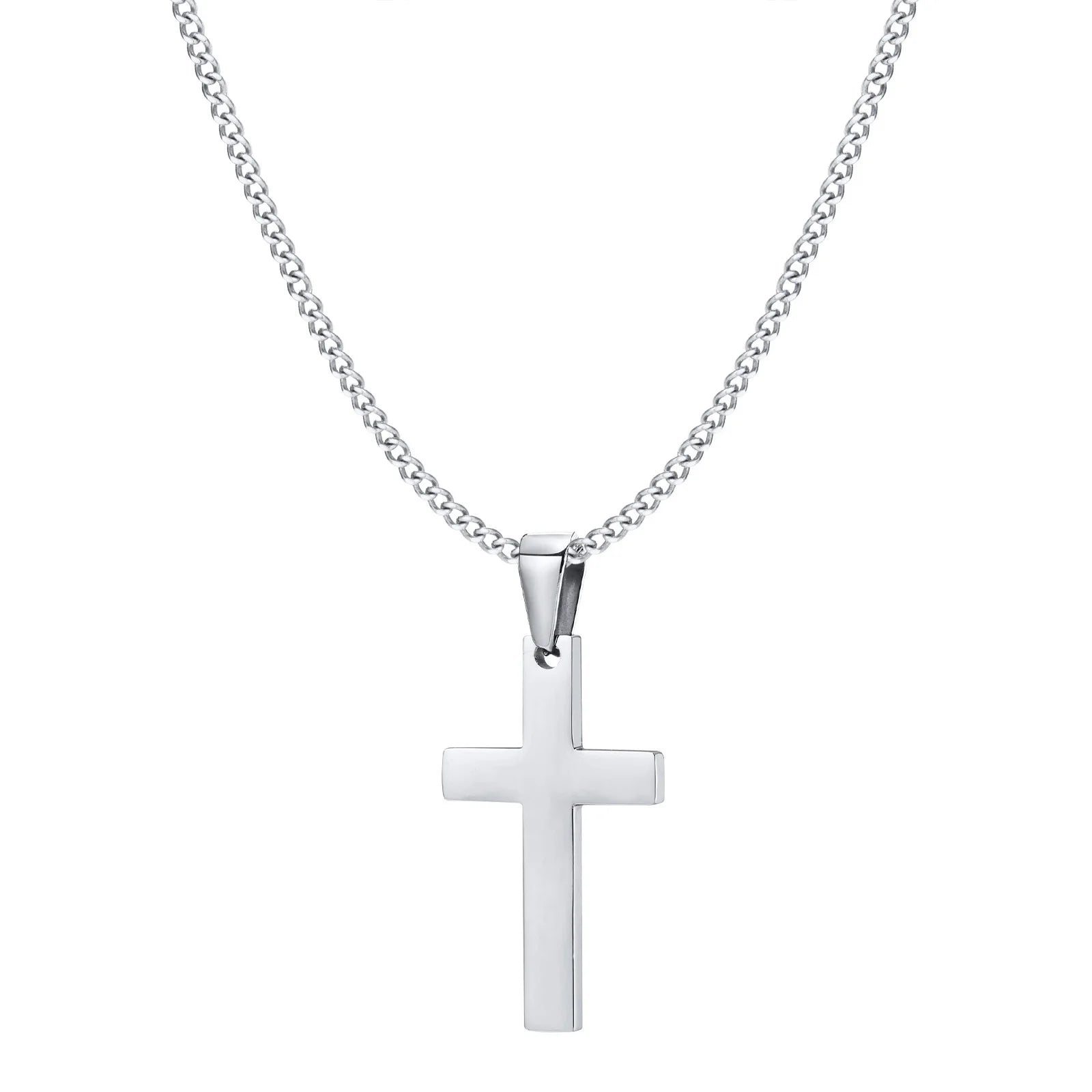 Vnox em camadas de aço inoxidável cruz pingente colar para homens mulheres, jóias minimalistas simples cruz cristo fé colares presente