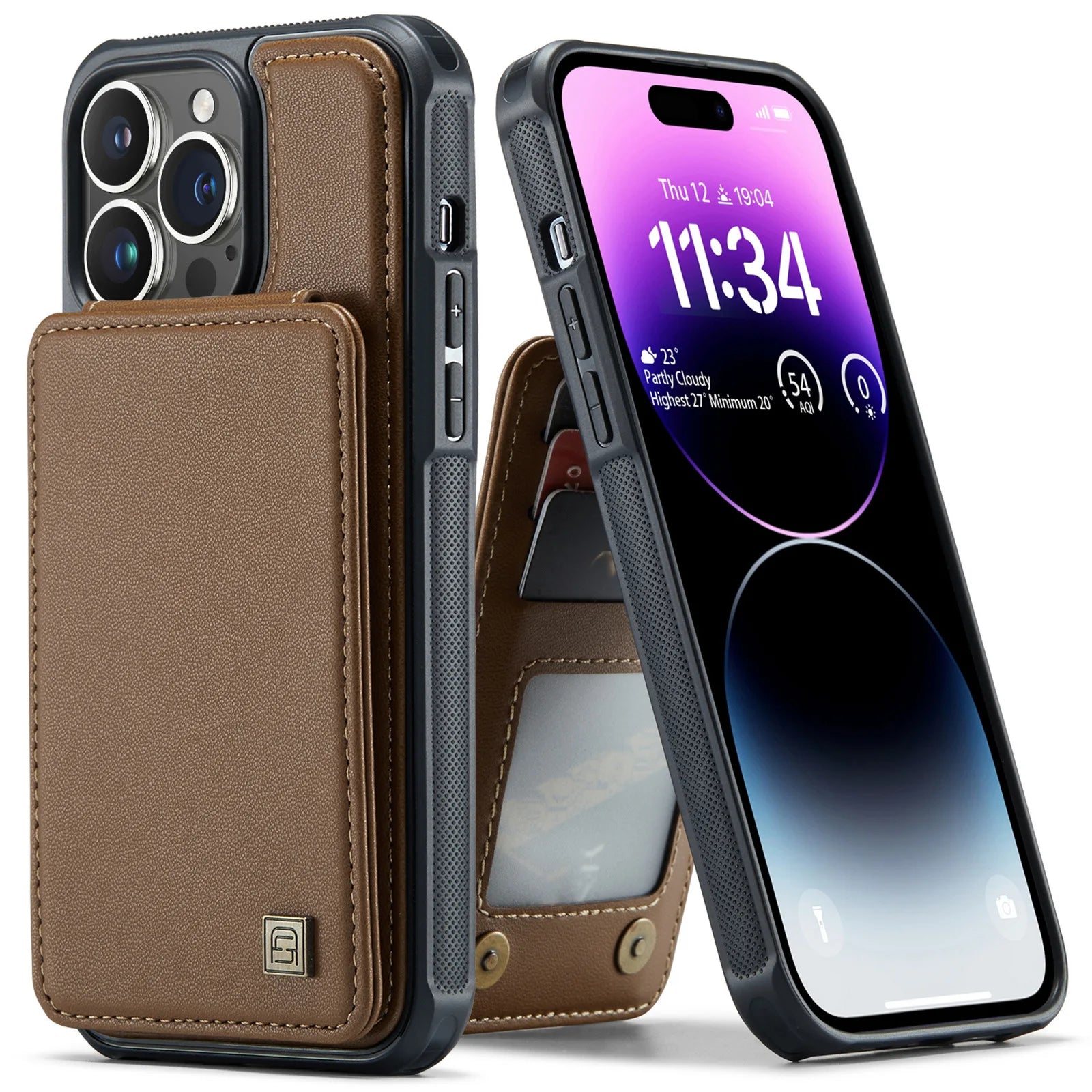Capa de Telefone de Couro Magnético para iPhone, Porta-Cartão Carteira, Slots, Capa Traseira para Telefone, iPhone 16 Pro Max, 13, 11, 12, 14, 15 Pro Max, 16 Plus
