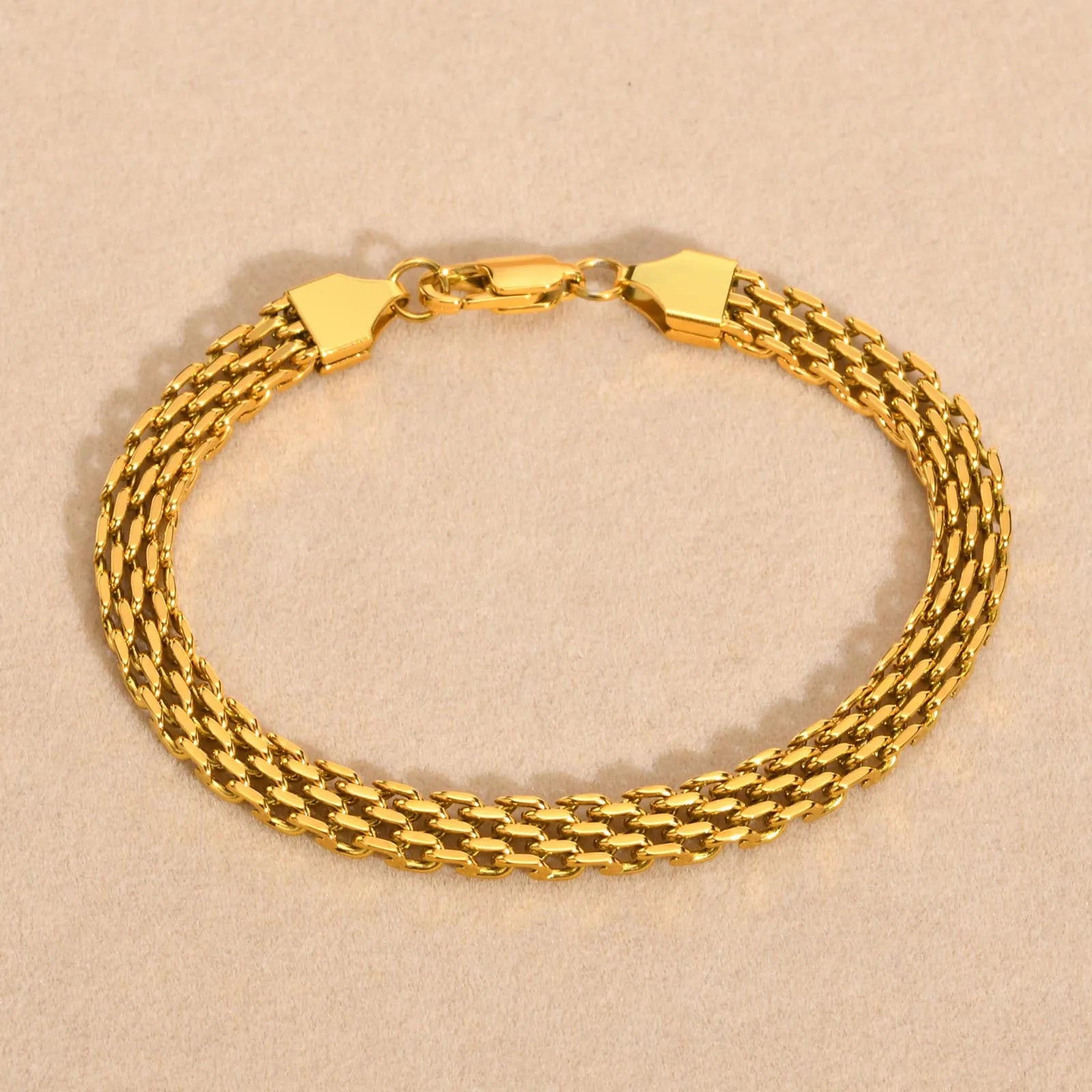 Vnox-Leves pulseiras cadeia para homens e mulheres, malha links cadeia pulseira, delicadas jóias simples, preto e cor do ouro, unisex, 6mm