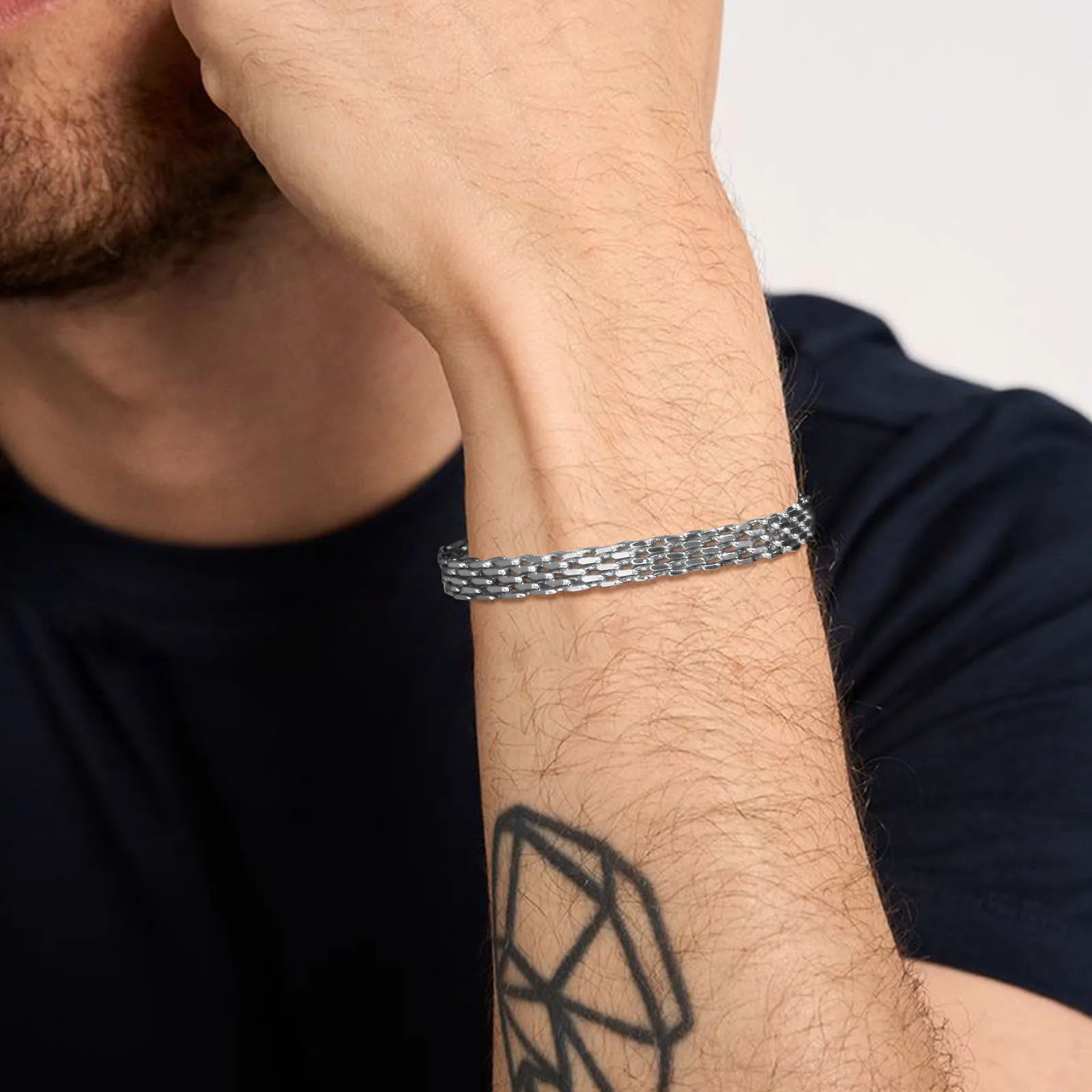 Vnox-Ligação Malha Pulseiras Cadeia para Mulheres e Homens, Aço Inoxidável Pulseira Italiana, Cor do Ouro, Presente Da Jóia, 16.5 cm, 18 cm, 17 cm, 19 cm, 21cm