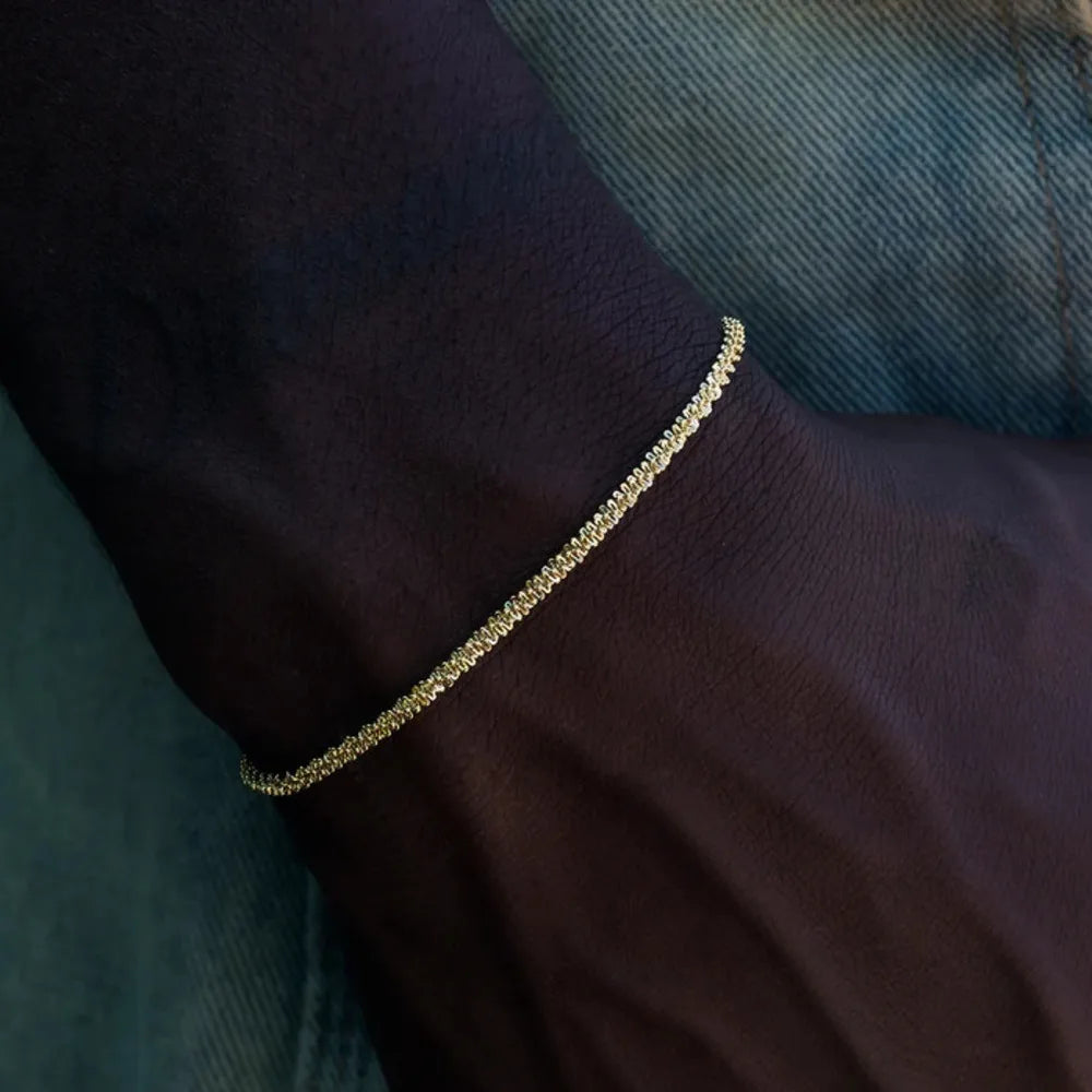 Pulseiras de corrente de elo Vnox Gypsophila Rolo para homens e mulheres, pulseira de elo de aço inoxidável banhado a ouro PVD joias para presente