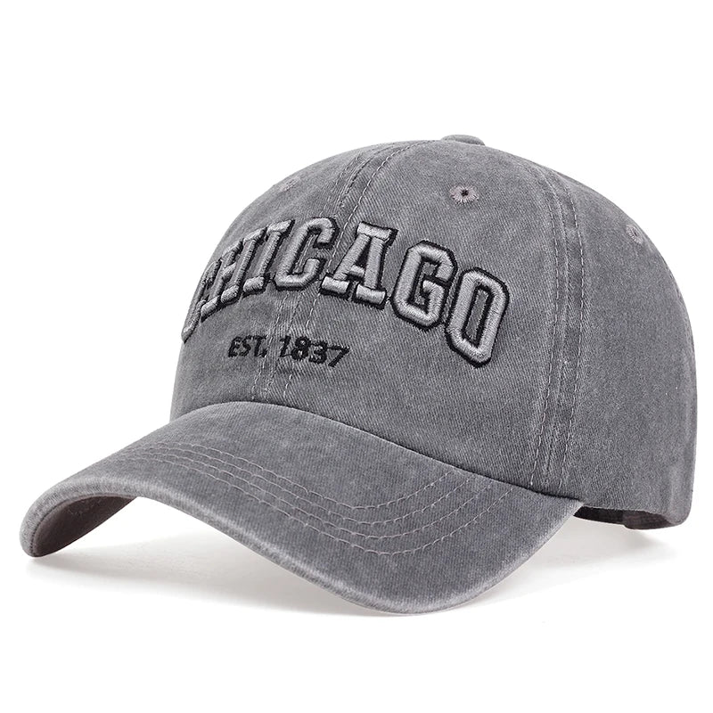 CHICAGO-Boné de beisebol unissex, chapéu snapback de algodão, bonés de camionista hip hop para homens e mulheres, novo, primavera e verão